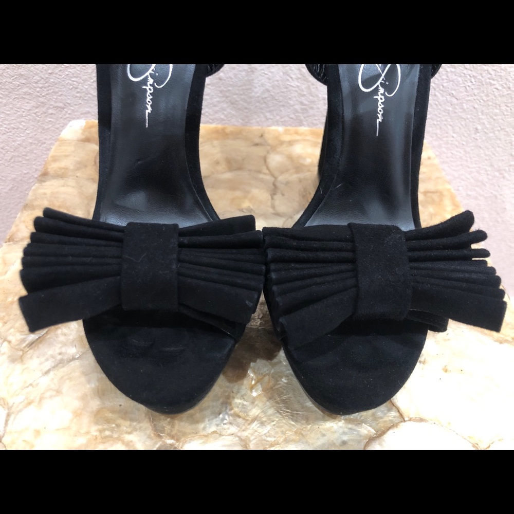 4” Black Suede Pumps with Bows